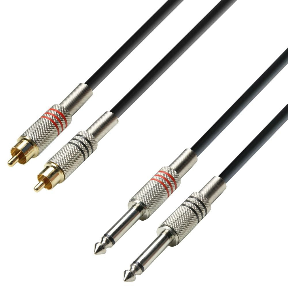 Adam Hall K3TPC0100 Cable Audio 2 X RCA Macho a 2 X 6.3 mm Jack Mono 1 Metro 1