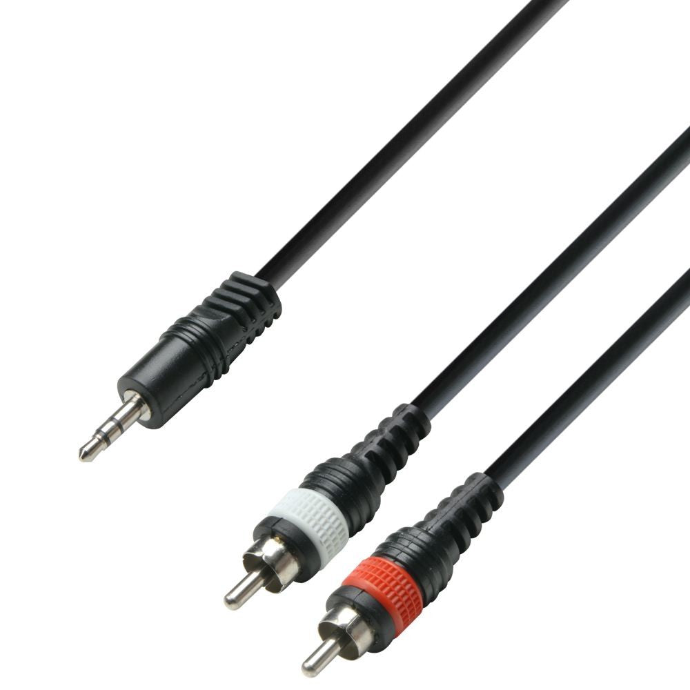 Adam Hall K3YWCC0100 Cable Audio 3.5 mm Jack Stereo a 2 X RCA Macho 1 Metro 1