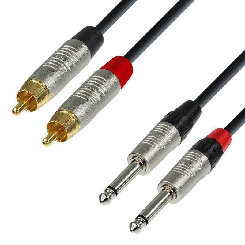 Adam Hall K4TPC0060 Cable Audio REAN 2XRCA Macho a 2X6.3 mm Jack Mono 60cm 1