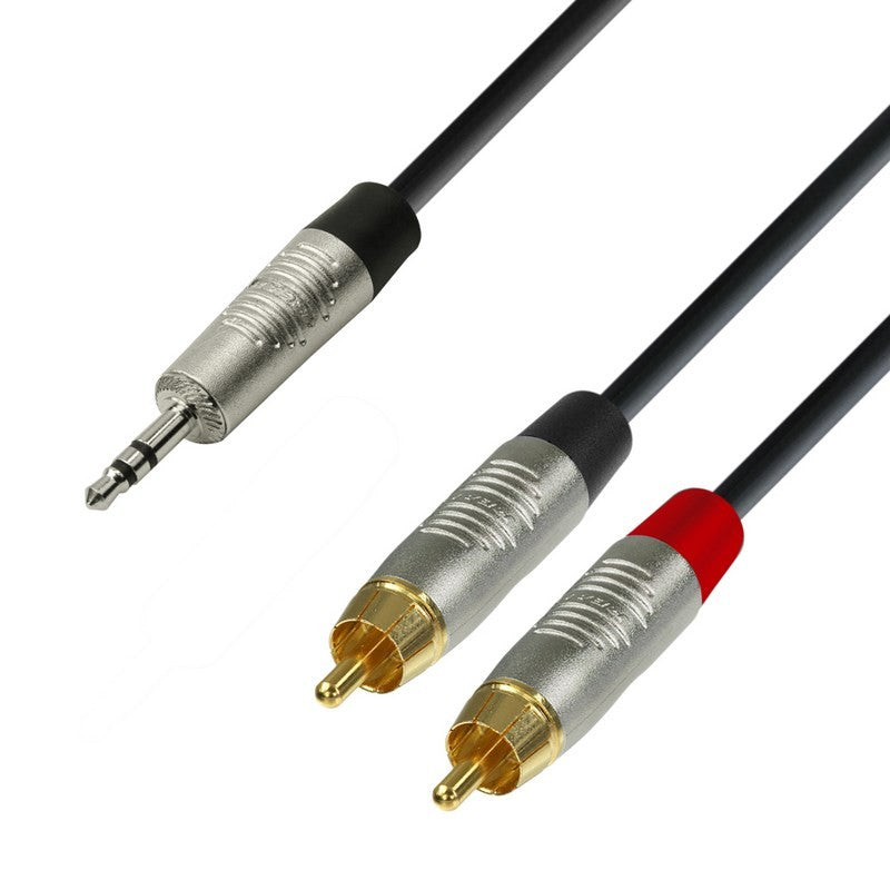 Adam Hall K4YWCC0090 Cable Audio REAN 3.5 mm Jack Estéreo a 2XRCA Macho 90cm 1