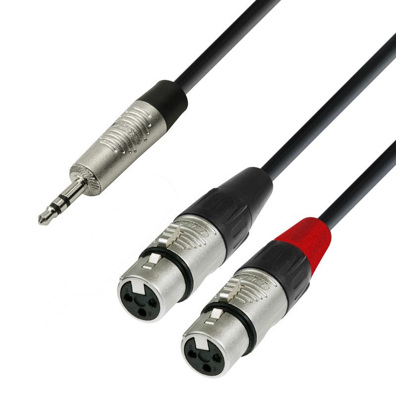 Adam Hall K4YWFF0180 Cable Audio REAN 3.5 mm Jack Estéreo a 2 X XLR Hembra 1.8 Metros 1