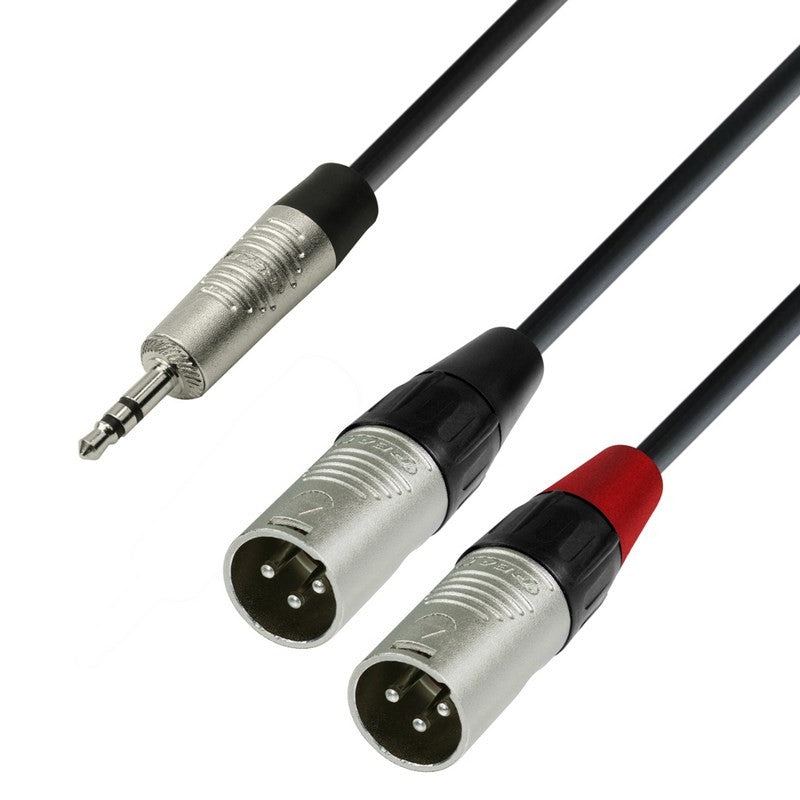 Adam Hall K4YWMM0180 Cable Audio REAN 3.5 mm Jack Estéreo a 2 X XLR Macho 1.8 Metros 1