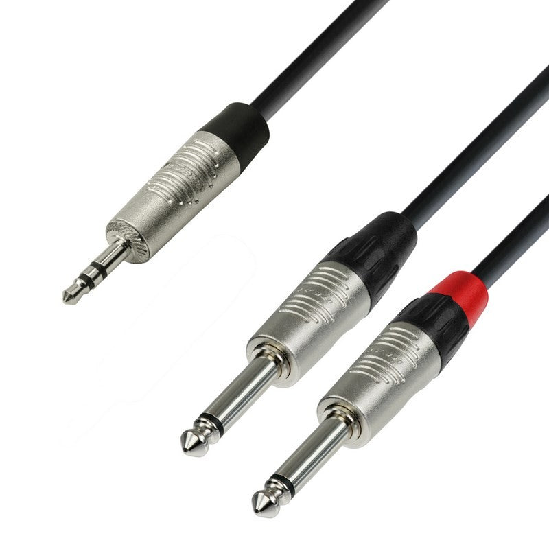 Adam Hall K4YWPP0090 Cable Audio REAN 3.5 mm Jack Estéreo a 2X6.3 mm Jack Mono 90cm 1