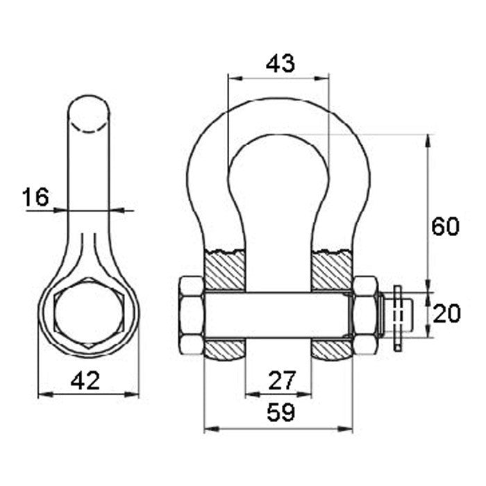 Adam Hall SH20325 Grillete con Tornillo Tuerca y Pasador 2