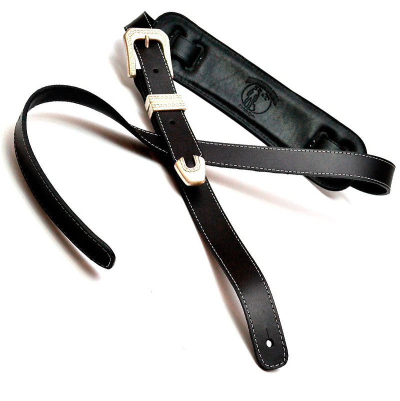 Bourbon Straps Rockabilly Black Leather Correa Guitarra 1