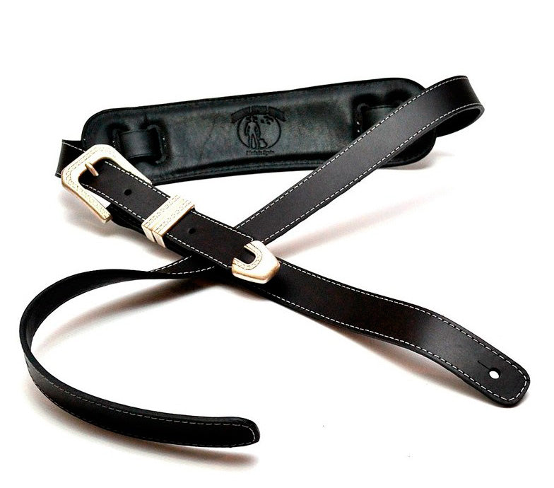 Bourbon Straps Rockabilly Black Leather Correa Guitarra 2