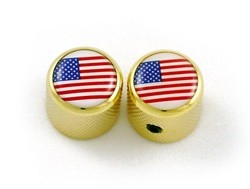 All Parts MK3316002 USA Flag on Gold Dome Knobs (2) Fits Split Shaft Pots 1