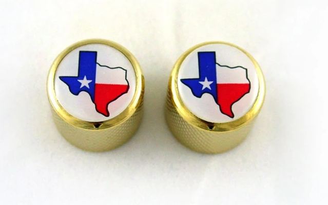 All Parts MK3317002 Texas Flag on Gold Dome Knobs (2) Fits Solid Shaft Pots 1