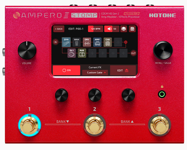 Hotone Ampero II Stomp 10Th Anniversary Pedalera Multiefectos Guitarra Roja 1