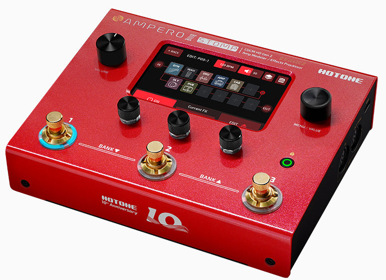 Hotone Ampero II Stomp 10Th Anniversary Pedalera Multiefectos Guitarra Roja 2