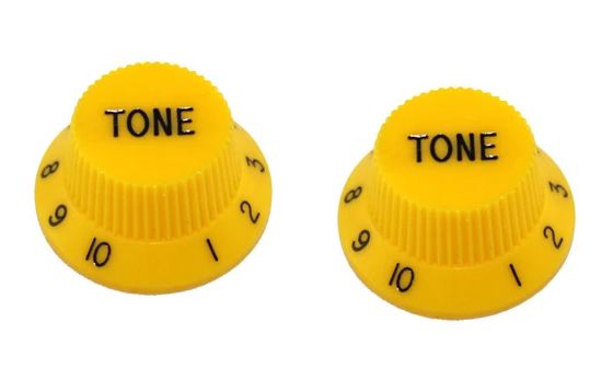 All Parts PK0153020 Tone Knobs (2) Yellow for Strat Fits USA Split Shaft Pots 1