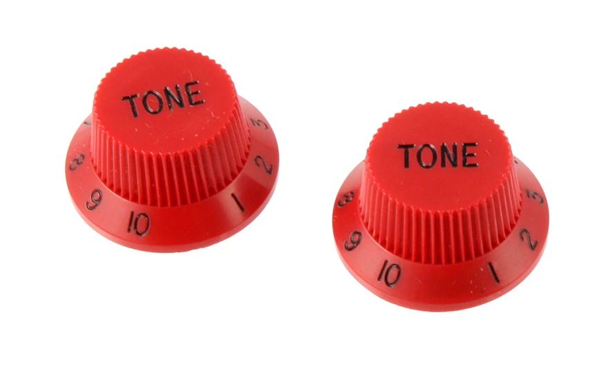 All Parts PK0153026 Tone Knobs (2) Red for Strat Fits Split Shaft Pots 1