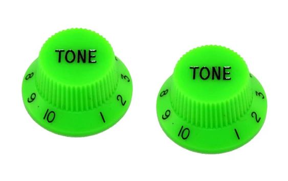 All Parts PK0153029 Tone Knobs (2) Green for Strat Fits Split Shaft Pots 1