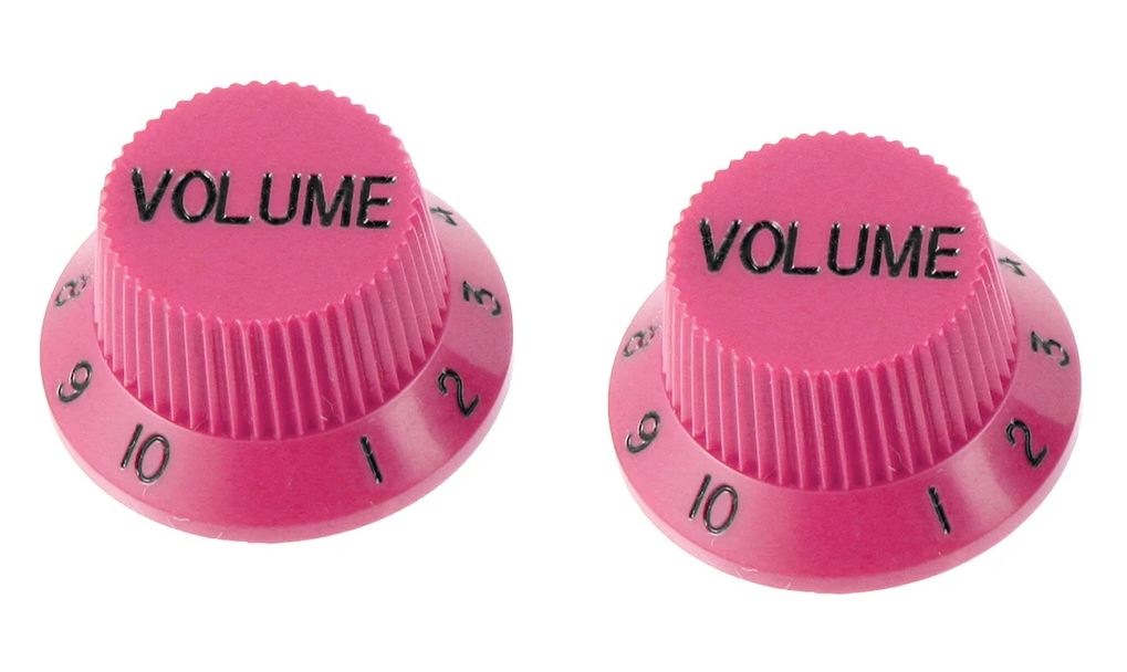 All Parts PK0154030 Volume Knobs (2) Hot Pink for Strat Fits Split Shaft Pots 1