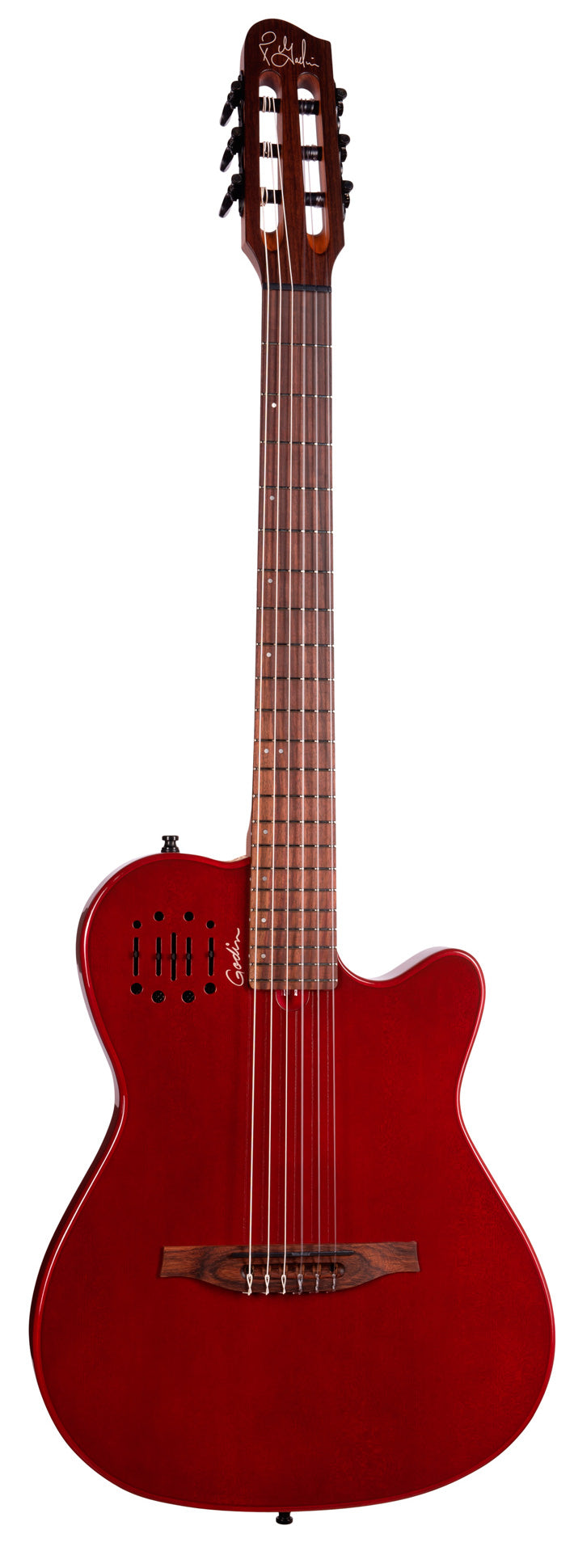 Godin Multiac Mundial ARD Guitarra Española Electrificada Aztek Red 3