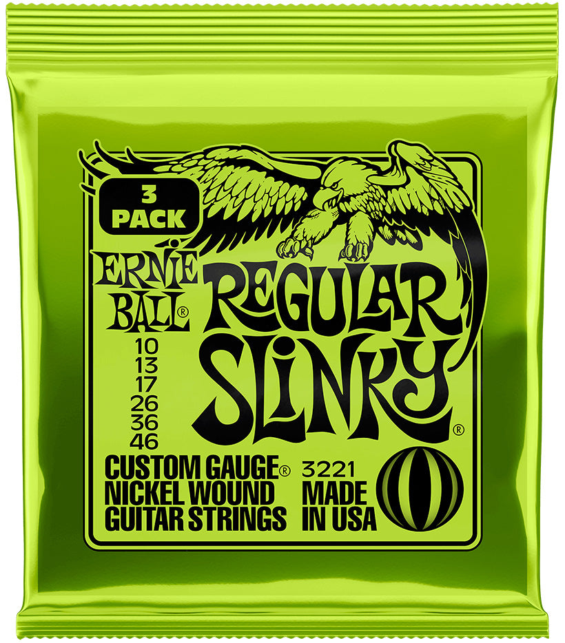 Ernie Ball 3221 Nickel Entorchadas Reg Slinky Pack 3 Juegos Cuerdas Eléctrica 010-046 1