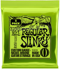 Ernie Ball 3221 Nickel Entorchadas Reg Slinky Pack 3 Juegos Cuerdas Eléctrica 010-046 1