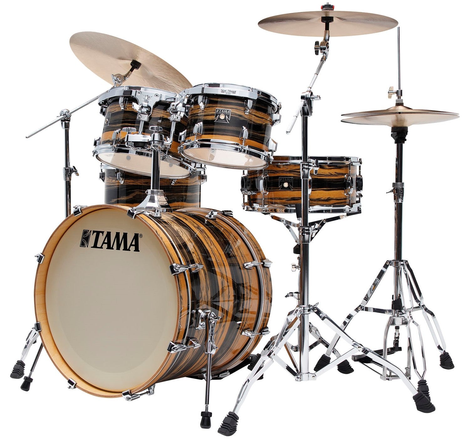 Tama CK50R+H NET Superstar Classic Batería Acústica con Herrajes Natural Ebony Tiger WRap 2