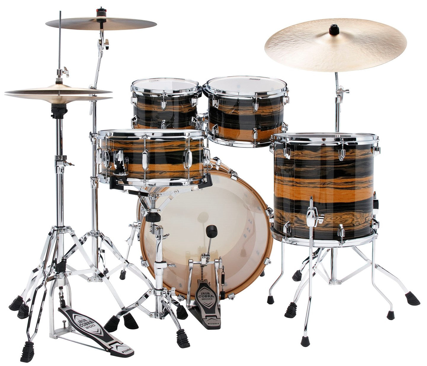 Tama CK50R+H NET Superstar Classic Batería Acústica con Herrajes Natural Ebony Tiger WRap 3