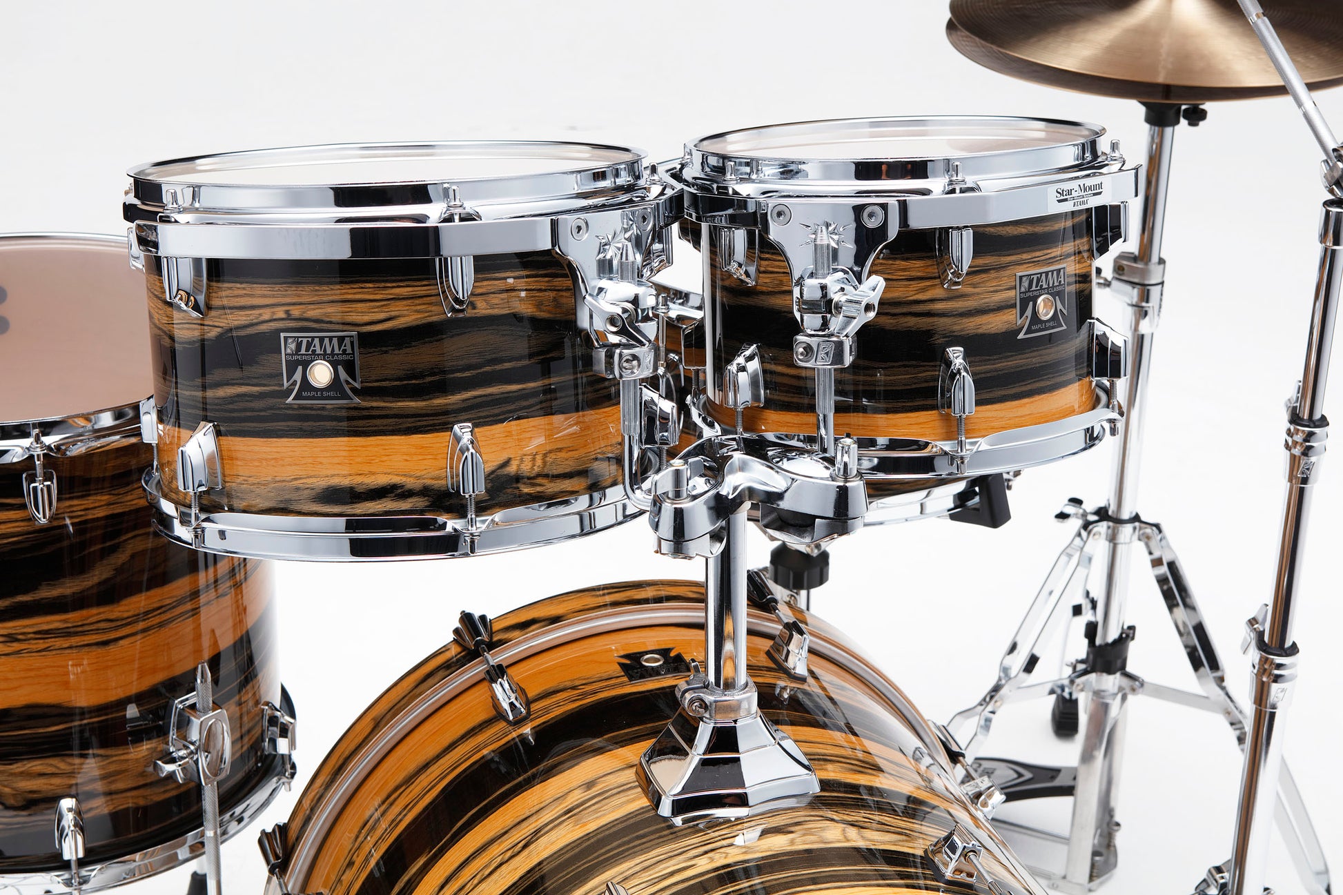 Tama CK50R+H NET Superstar Classic Batería Acústica con Herrajes Natural Ebony Tiger WRap 4