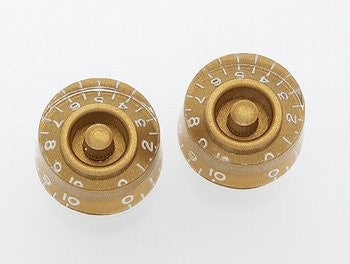 All Parts PK0130032 Speed Knobs (2) Gold Vintage Style Numbers Fits USA Split Shaft Pots 1