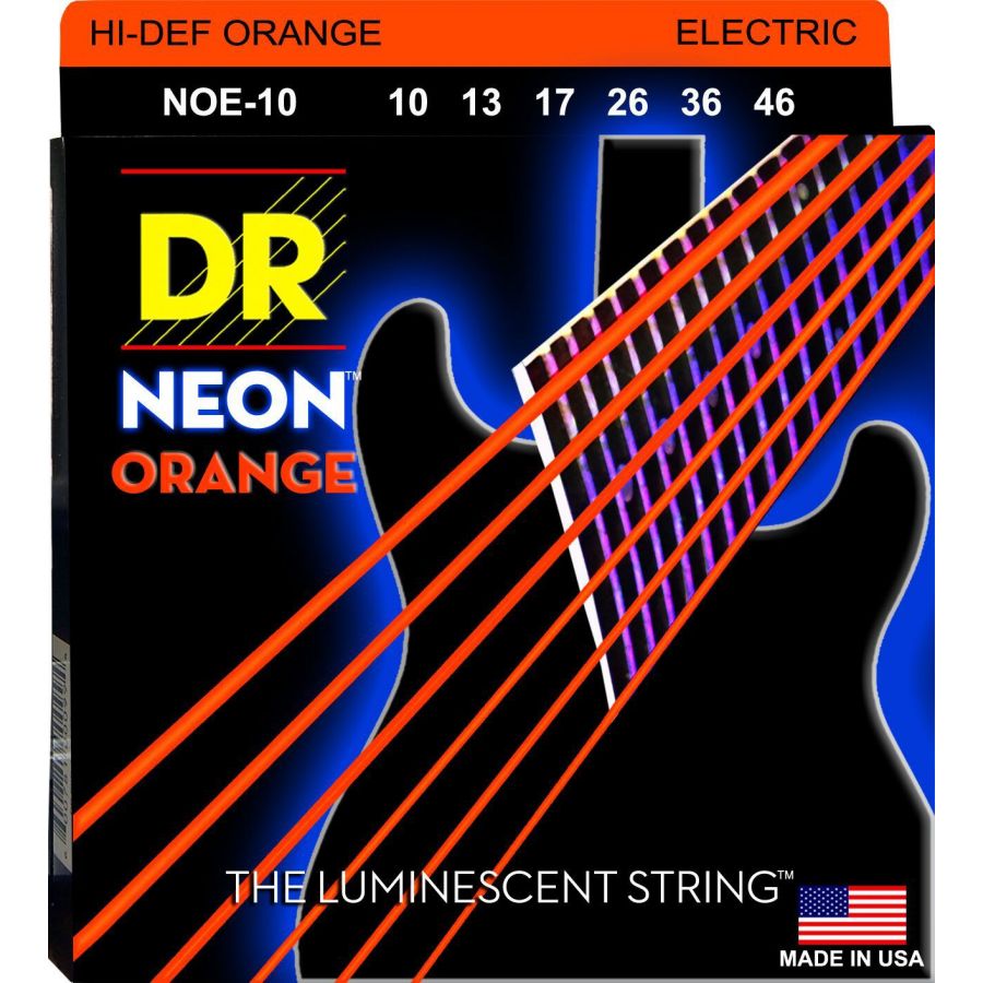 DR NOE10 Juego Cuerdas Guitarra Eléctrica Naranja Neon 010-046 1