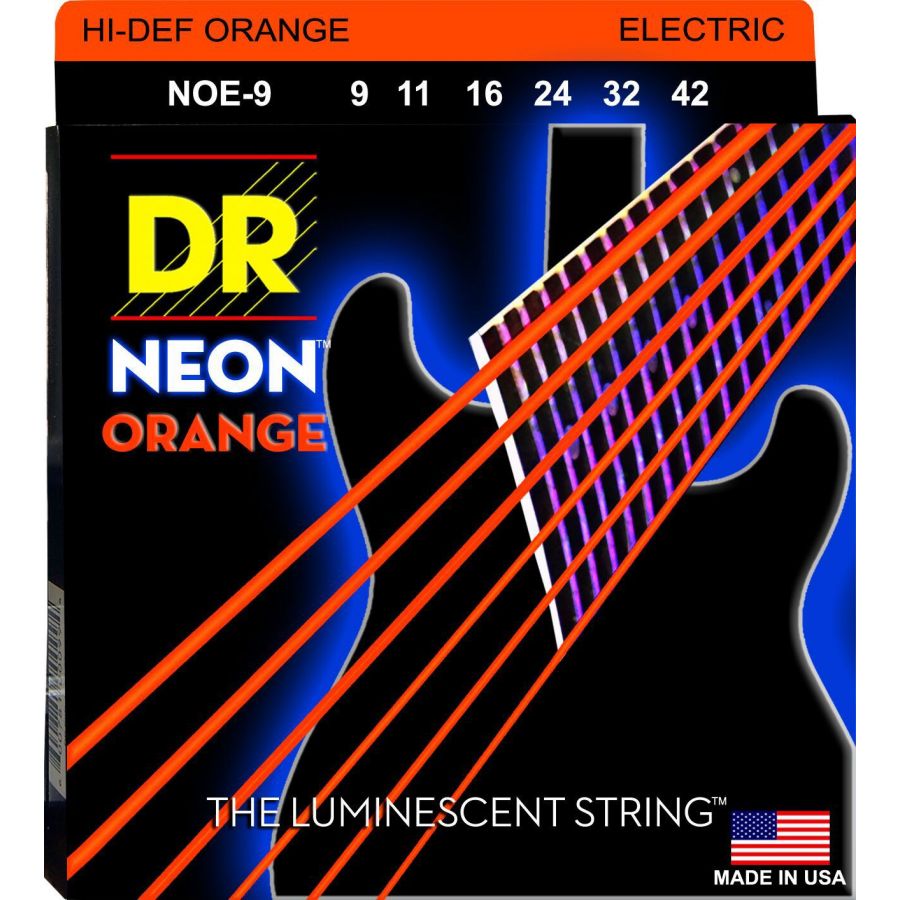 DR NOE9 Juego Cuerdas Guitarra Eléctrica Naranja Neon 009-042 1