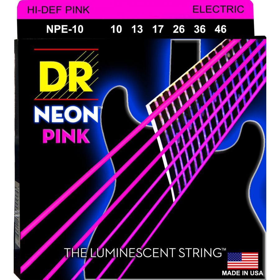 DR NPE10 Juego Cuerdas Guitarra Eléctrica Rosa Neon 010-046 1