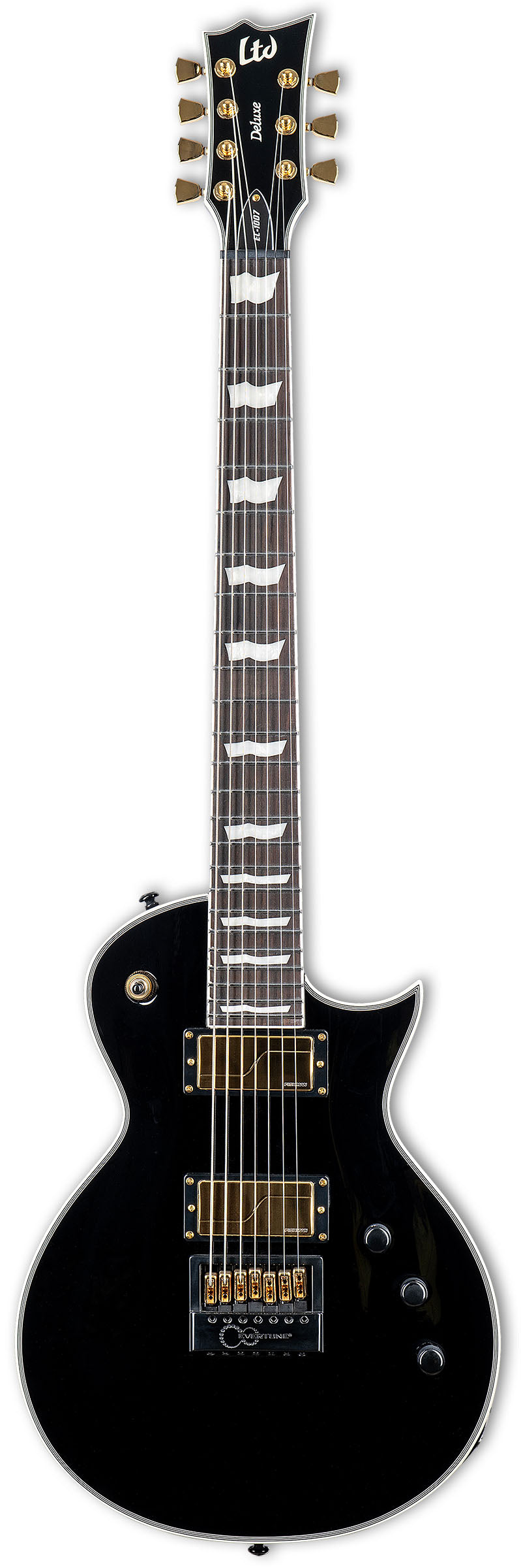 ESP LTD EC-1007 BLK Baritone Evertune Fishman Fluence Guitarra Eléctrica 7 Cuerdas Negra 1