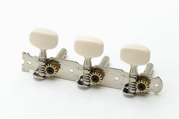 All Parts TK0776001 3 X 3 Tuning Keys Open Gear on a Plank with White Buttons 1