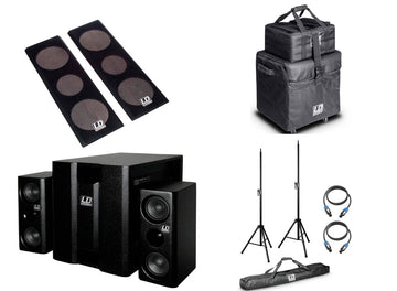 LD Systems -Pack- DAVE8 XS Plus Sistema Multimedia Portátil Negro + Fundas y Accesorios 1