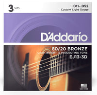 Daddario EJ13 3D Set 3 Juegos Guitarra Acústica 011-052 1