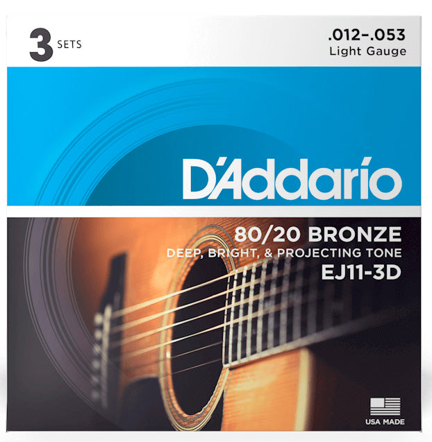 Daddario EJ11 3D Set 3 Juegos Guitarra Acústica 012-053 1