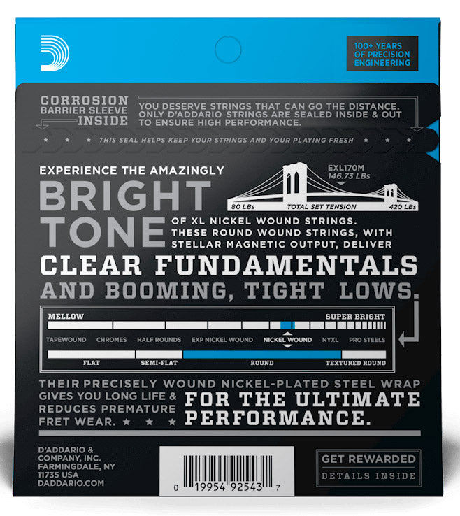 Daddario EXL170M Juego Cuerdas Bajo Escala Media 45-100 2