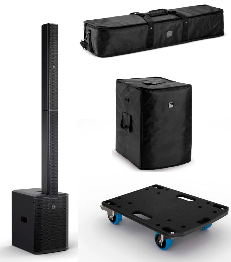 LD Systems -Pack- Maui 28 G3 Mix Sistema Compacto de PA Activo Negro + Fundas y Plataforma 1