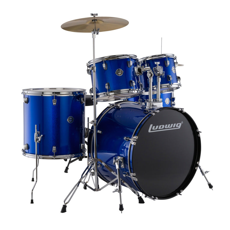 Ludwig LC175 Accent Drive Batería Acústica con Herrajes y Platos Blue Foil 2