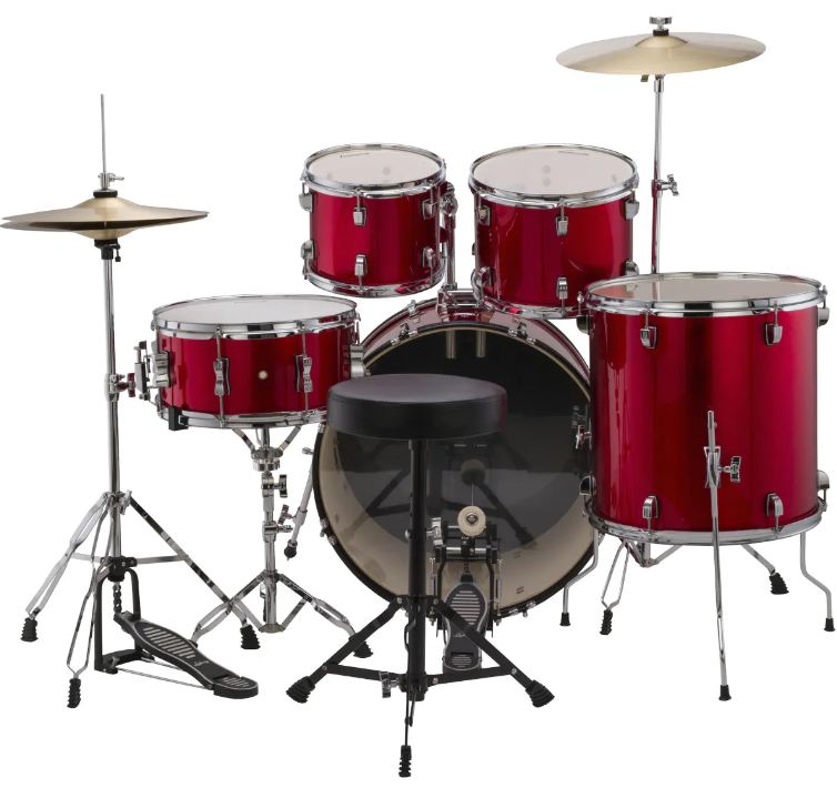 Ludwig LC175 Accent Drive Batería Acústica con Herrajes y Platos Red Foil 3