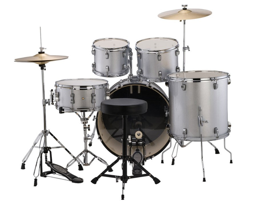 Ludwig LC175 Accent Drive Batería Acústica con Herrajes y Platos Silver Foil 2