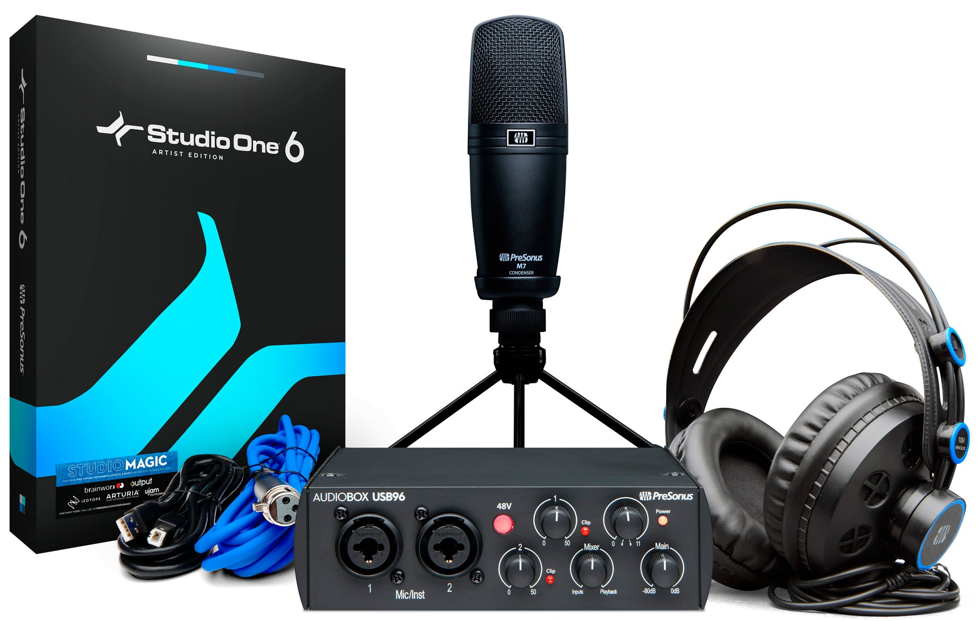 Presonus Audiobox USB 96 Studio Pack Interfaz de Audio USB con Micrófono y Auriculares 1