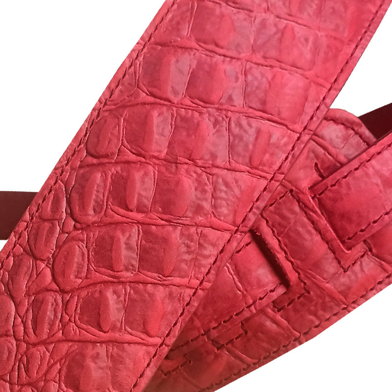 Bourbon Strap Alligator Red Leather Correa Guitarra Roja 2