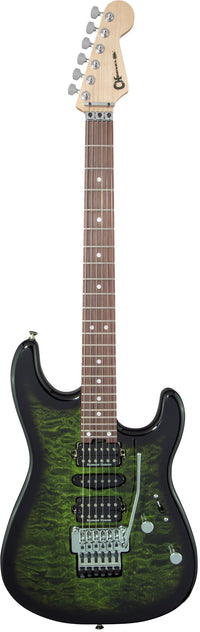 Charvel MJ San Dimas Style 1 HSH FR QM PF Guitarra Eléctrica Transparent Green Burst 1