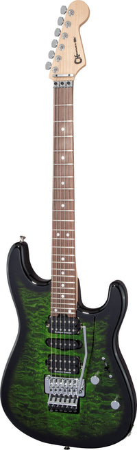 Charvel MJ San Dimas Style 1 HSH FR QM PF Guitarra Eléctrica Transparent Green Burst 3