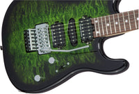 Charvel MJ San Dimas Style 1 HSH FR QM PF Guitarra Eléctrica Transparent Green Burst 6