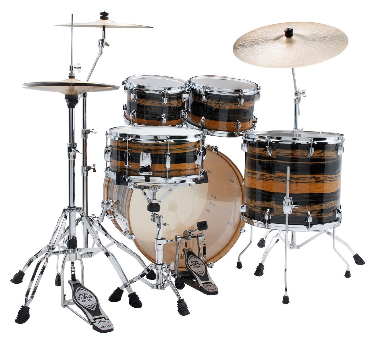 Tama CK52KR+H NET Superstar Classic Batería Acústica con Herrajes Natural Ebony Tiger WRap 3