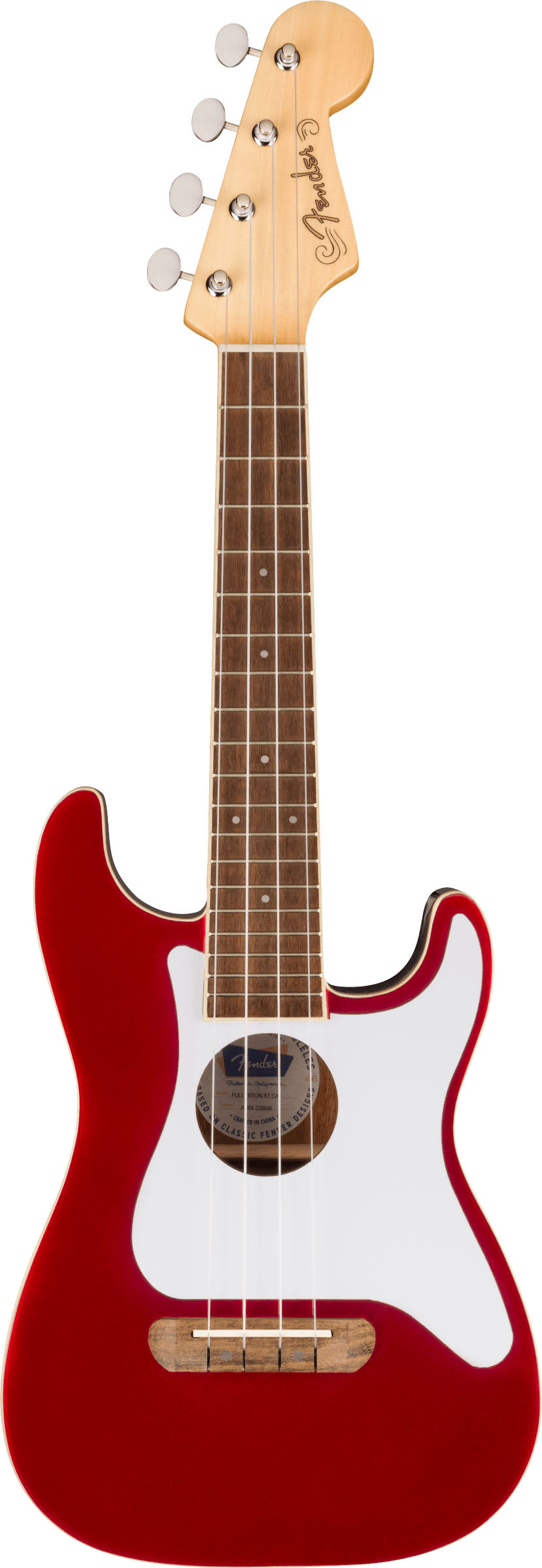 Fender Fullerton Stratocaster WN Ukelele Electrificado Candy Apple Red 1