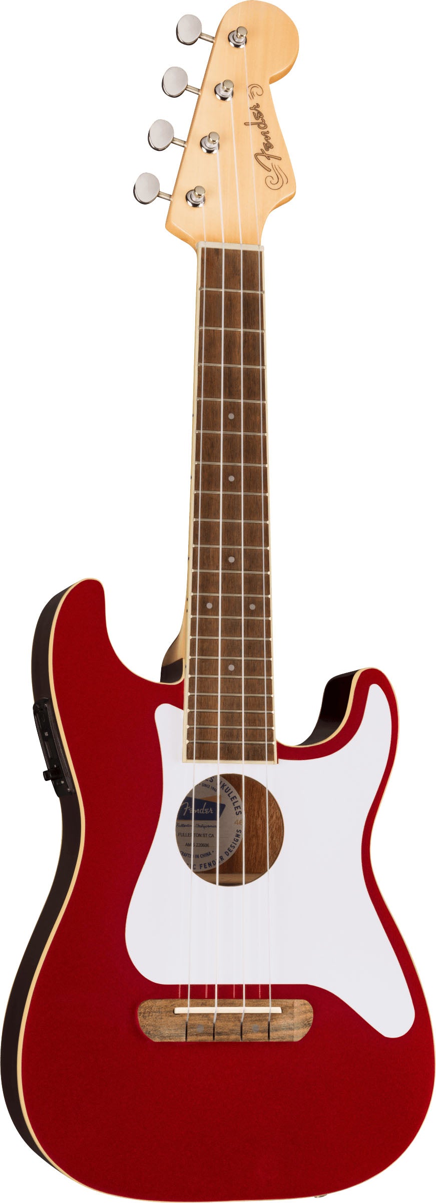 Fender Fullerton Stratocaster WN Ukelele Electrificado Candy Apple Red 2