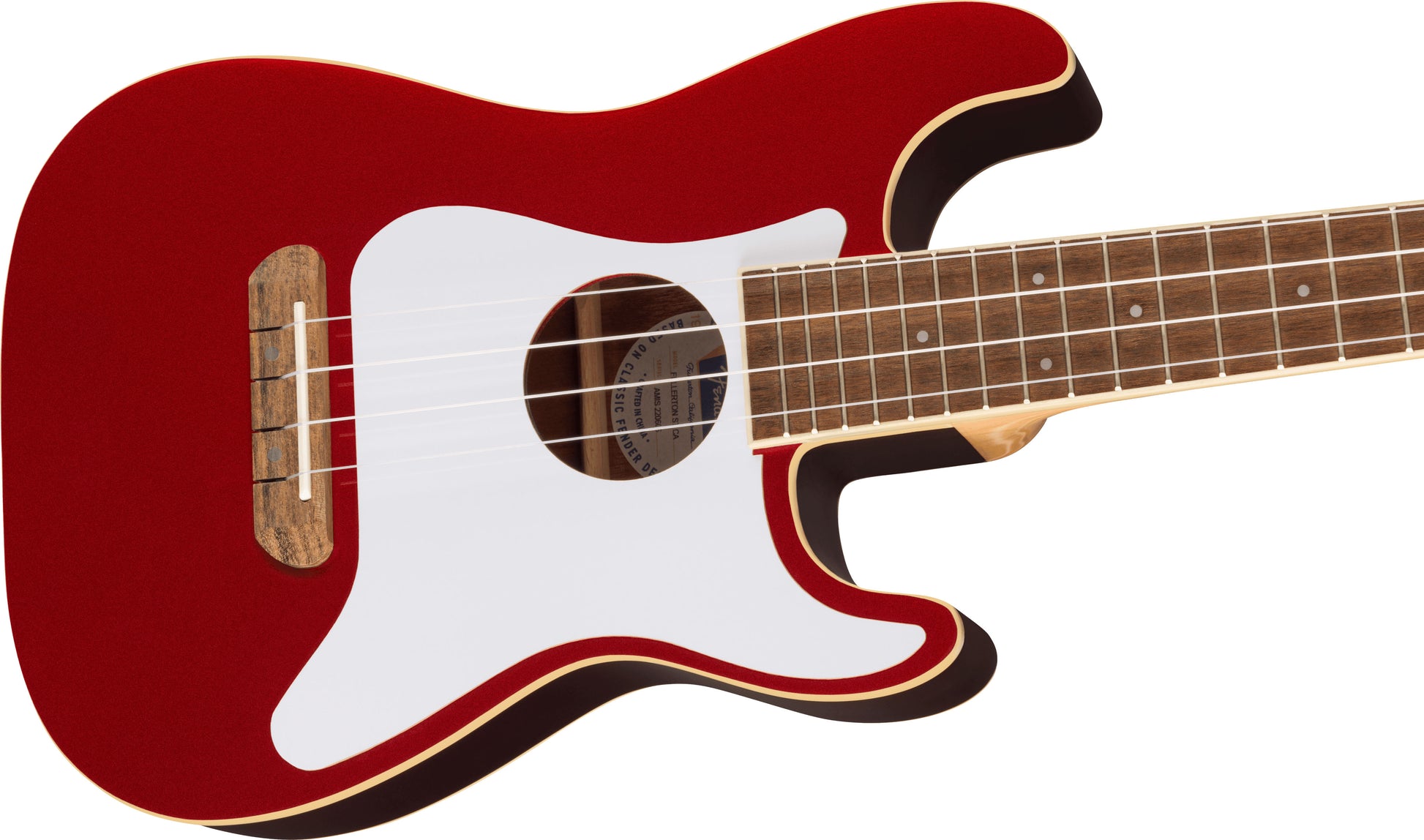 Fender Fullerton Stratocaster WN Ukelele Electrificado Candy Apple Red 4