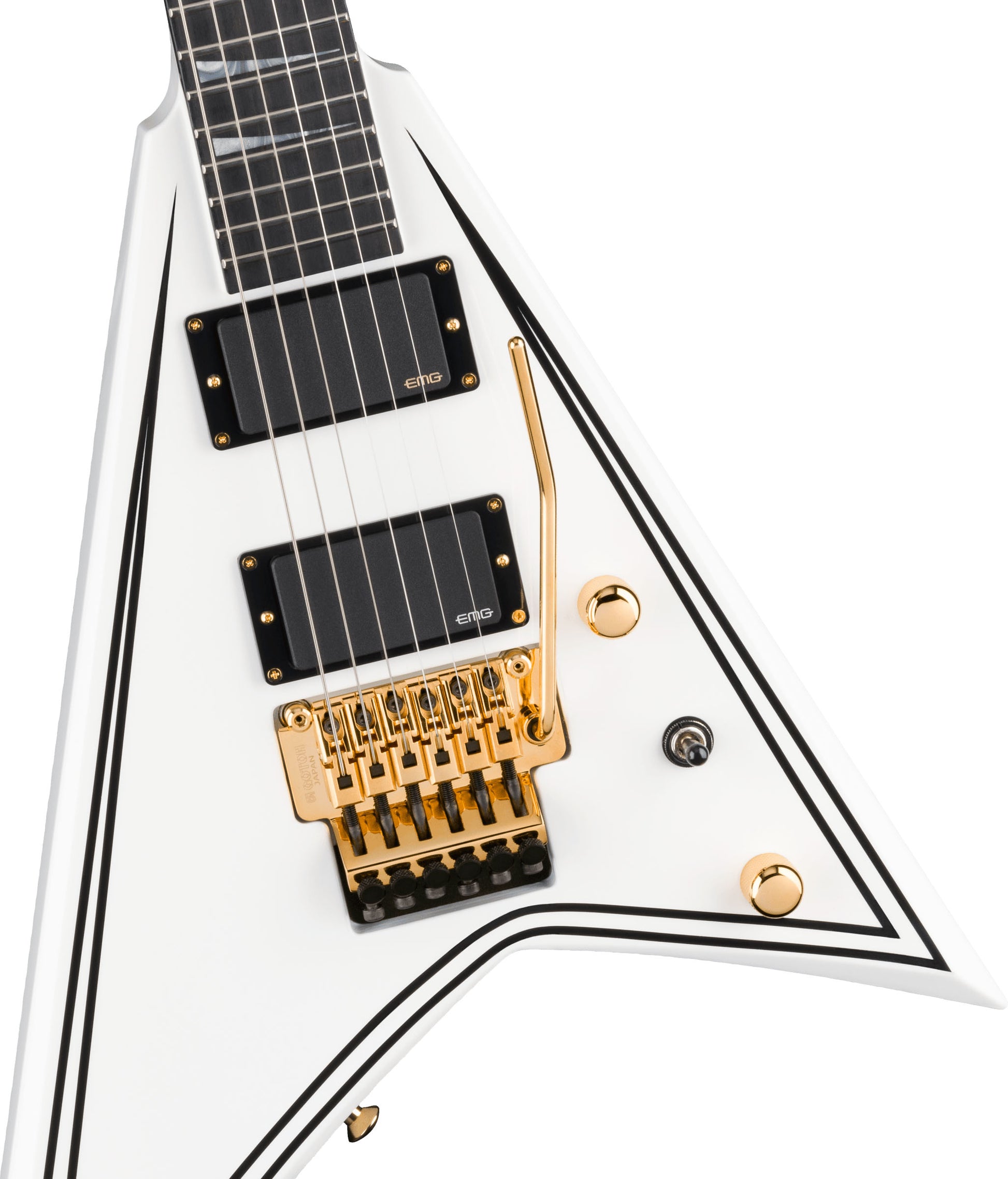 Jackson RR24MG MJ Series Rhoads EB Guitarra Eléctrica White with Black Pinstripes 4