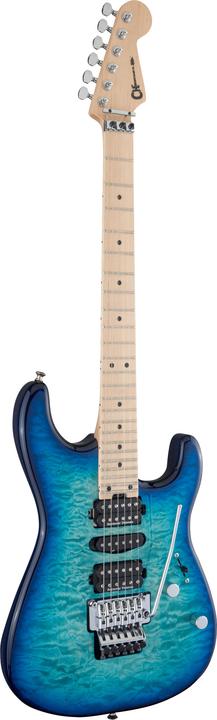 Charvel MJ San Dimas Style 1 HSH FR M QM MN Guitarra Eléctrica Caribbean Burst 2