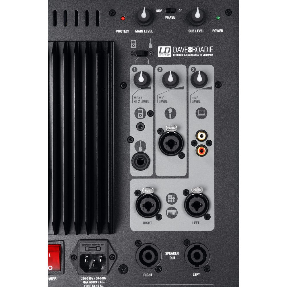 LD Systems DAVE 8 Roadie Sistema PA Activo Portátil con Mezclador 3 Canales 6